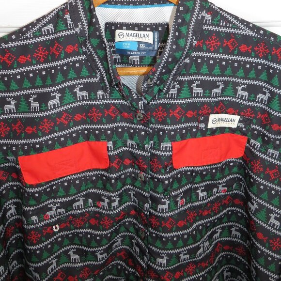 Magellan Fish Gear Shirt Button Up L/S Women XXL Christmas Fair Isle Relaxed Fit - Picture 6 of 6